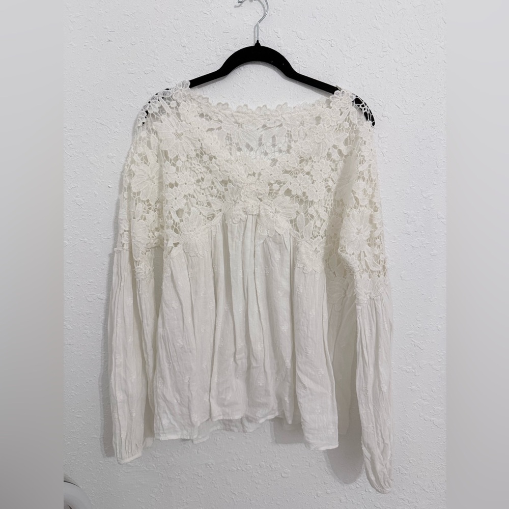 Free People Chic Lace Detail Women's Blouse in Cream